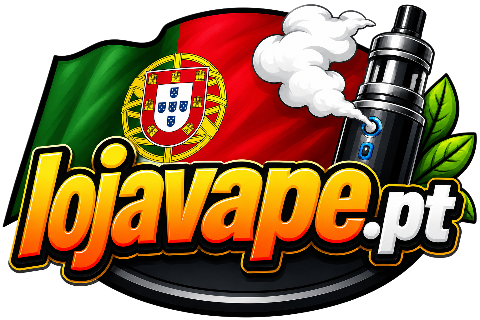 Logótipo de loja de vape com vapes descartáveis e cigarro eletrónico descartável