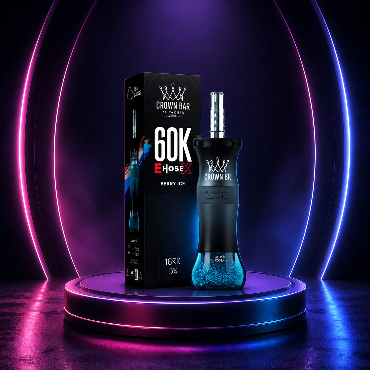 Al Fakher Crown Bar E-Hose X 60K Berry Ice vape descartável com 60000 puffs